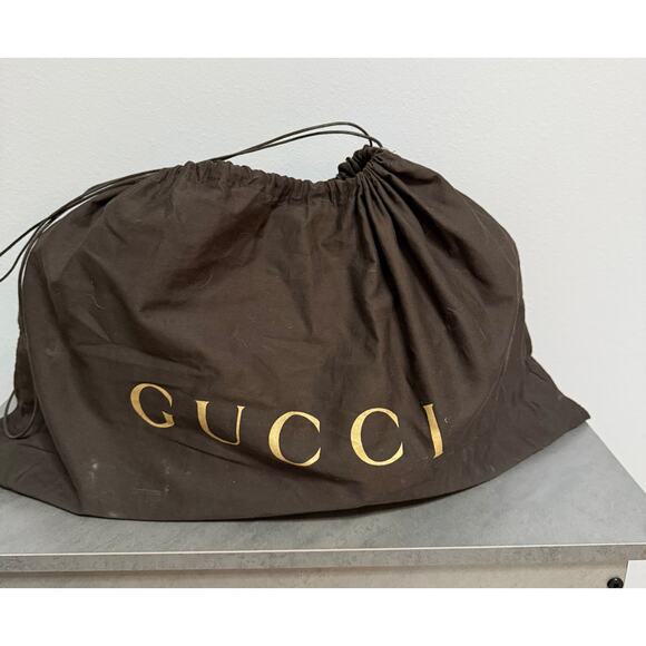 Gucci Red Britt Dome pebbled Satchel GG Leather Large Authentic with duster bag - Picture 13 of 13